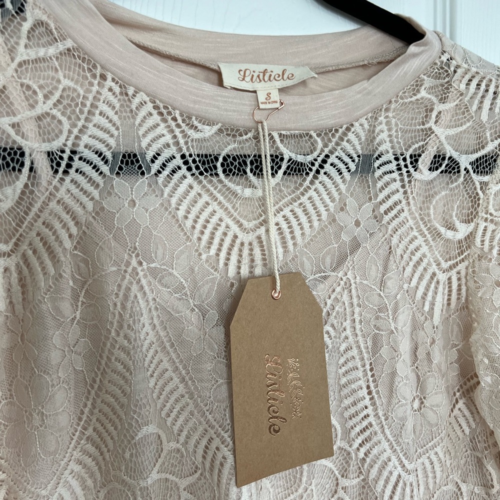 Listicle Tan Asymmetrical Embellished Blouse - Picture 2 of 5